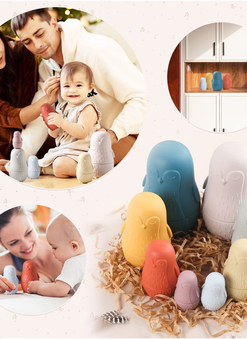 Nesting Dolls, Russian Silicone Nesting Dolls for Toddlers, Doll Montessori Educational Toy, Penguin Stacking Nesting Doll Toys, Gift for Kids 3 Years Up - Image 2